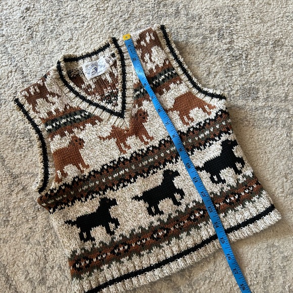 Kitestrings Hartstrings Sweater Vest Vintage Boys 4T Vintage Brown Dogs Chunky - Picture 6 of 6